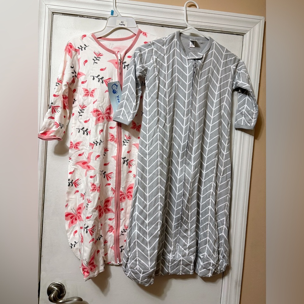 Cozy Kids Sleep Sacks - Floral Pink & Chevron Gray